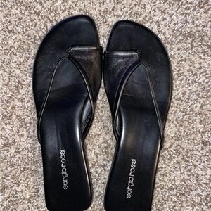 37.5 7.5 Sergio Rossi Black Minimalist Slip-On Sandals